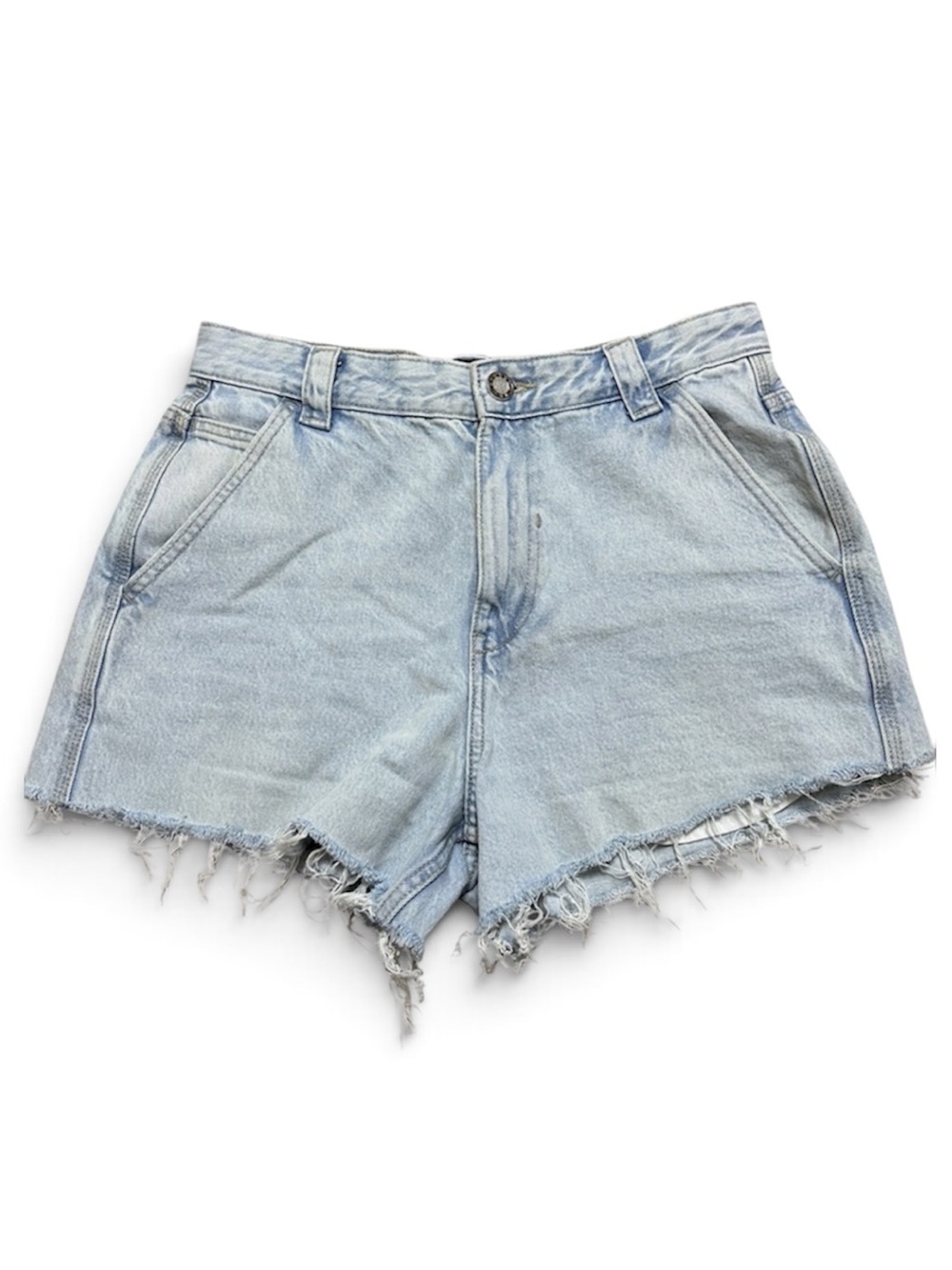 Bershka Light Blue Distressed Denim Shorts